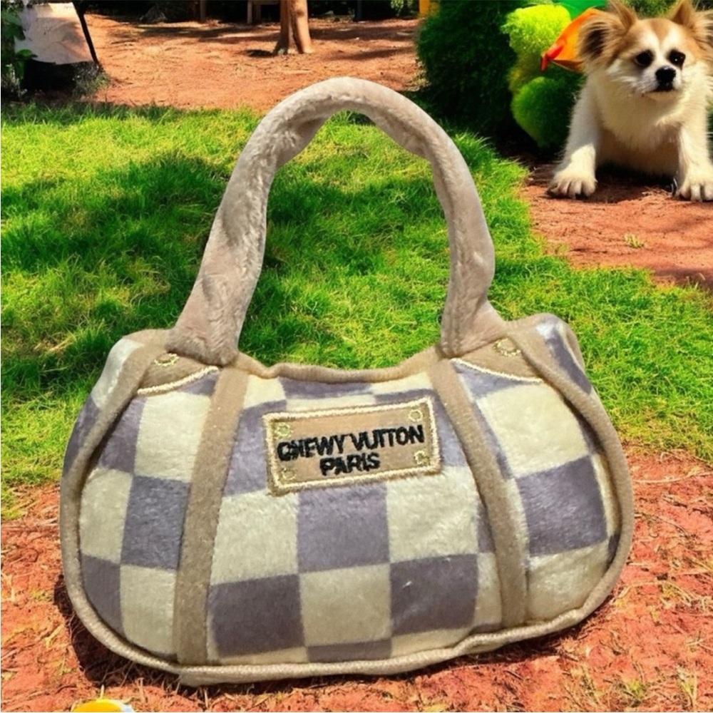Chewy Vuitton Paris Designer Purse Plush Dog Toy Luxury Parody NWT